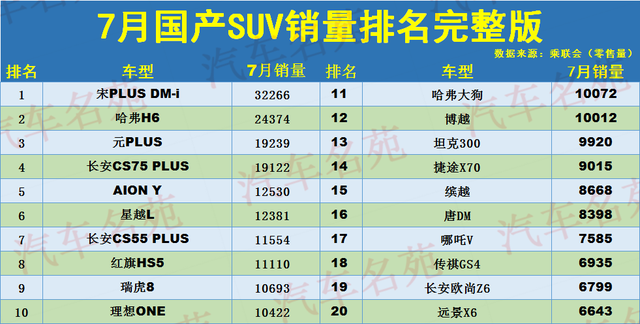 国产suv前十名(国产车前十名suv)